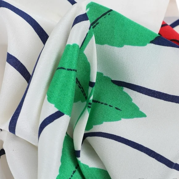 Christian Dior Vintage Striped Rose Silk Scarf Size 21” White Blue Red - Picture 4 of 9